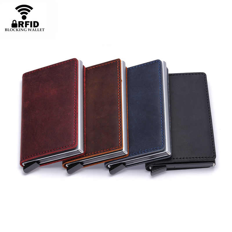Portefeuille Homme Cuir Véritable Avec Protection RFID/NFC - 13 Cartes, Motif Feuille, Noir