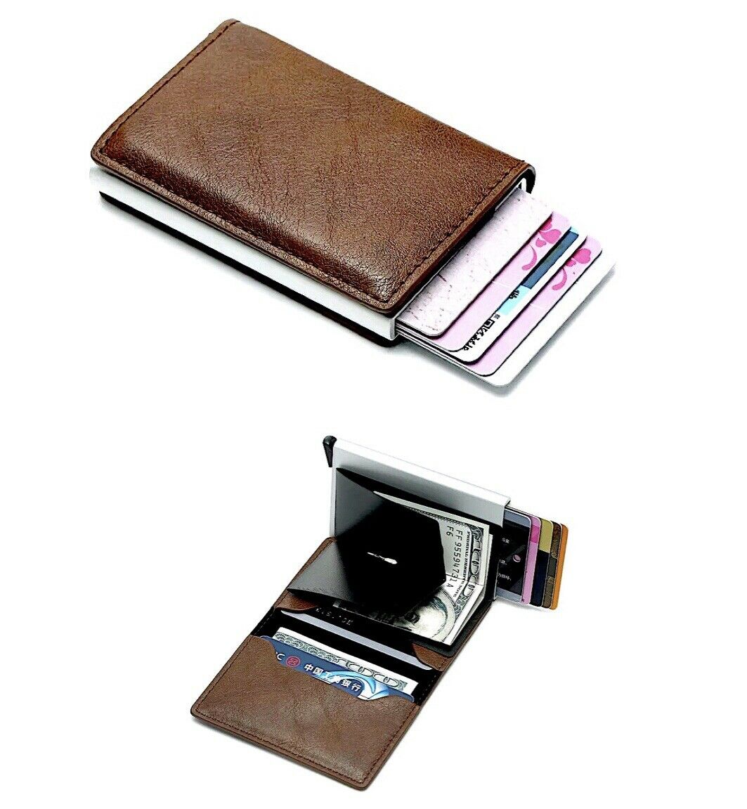 Slim Leather ID/Credit Card Holder Long Wallet with RFID Blocking